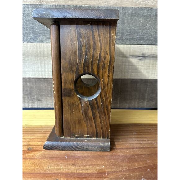 Vintage Owl Candle Holder Lantern Box Wooden Glass Window -scratches - Picture 8 of 8